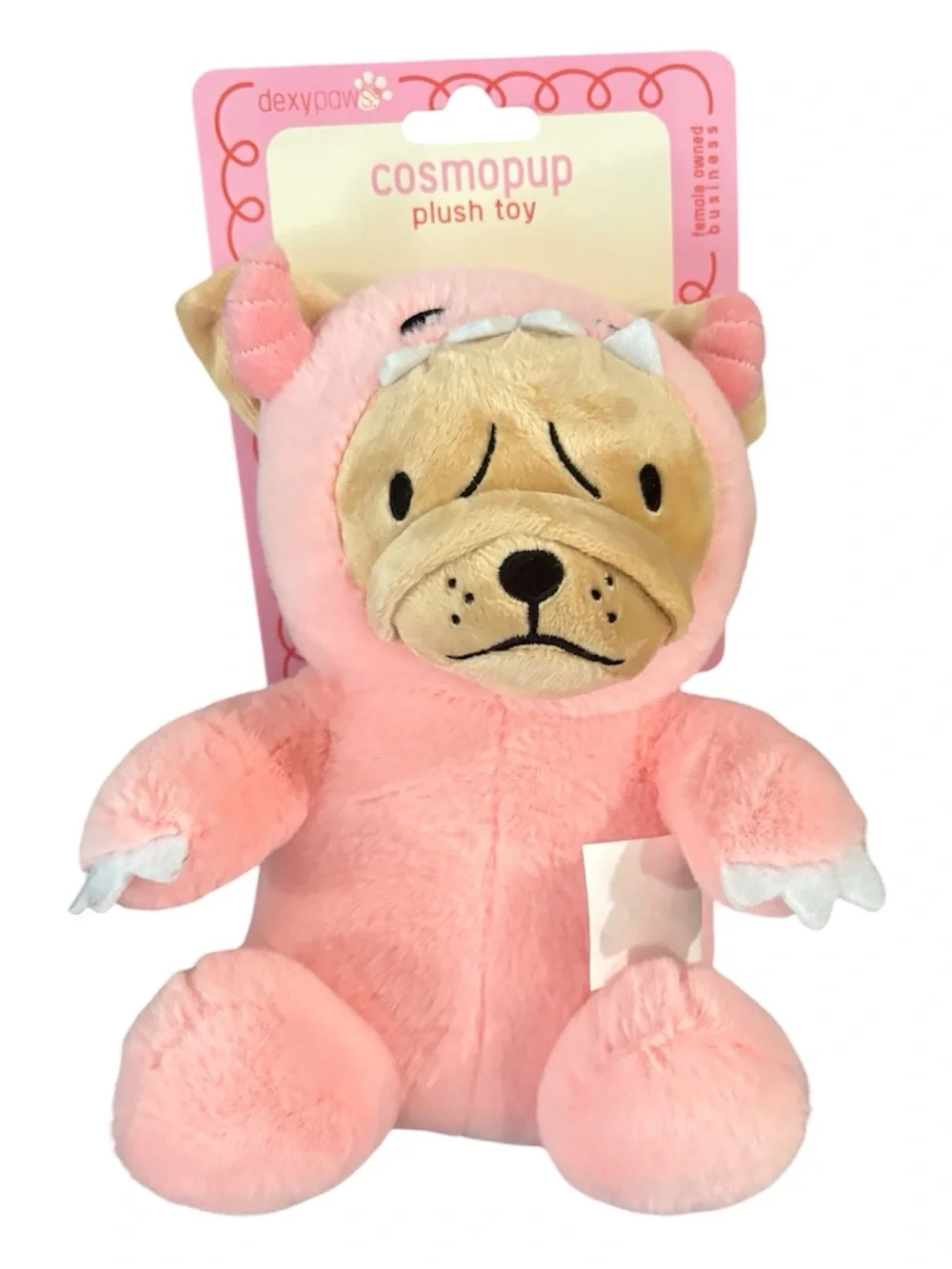 Dexypaws Cosmopup Plush Dog Toy - Frenchie Dog in an Alien Suit Squeaker NWT